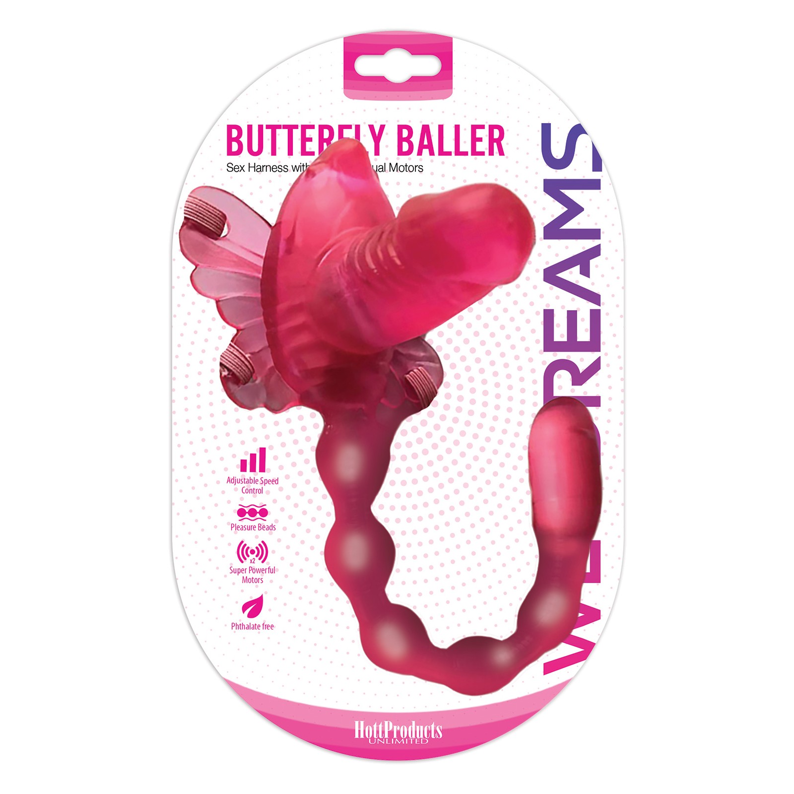 Arnés Sexual Wet Dreams Butterfly Baller con Dildo - Rosa