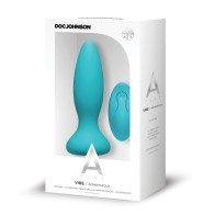 A Play Rechargeable Silicone Anal Plug with Remote Teal