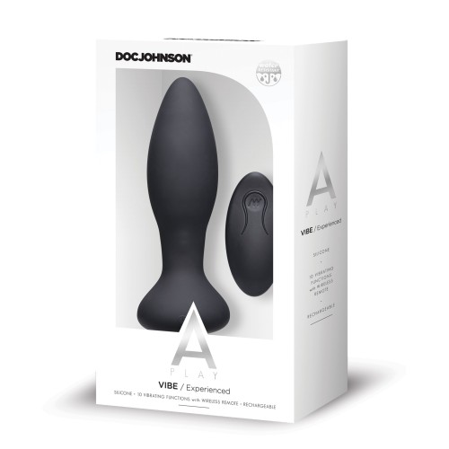 Plug Anal Recargable de Silicona A Play con Control Remoto Negro