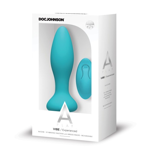 A Play Rechargeable Silicone Anal Plug with Remote Teal