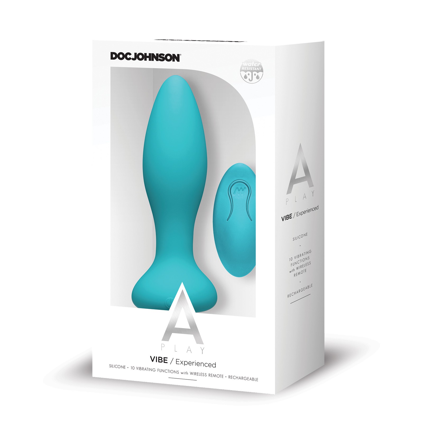 A Play Rechargeable Silicone Anal Plug with Remote Teal