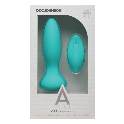 A Play Rechargeable Silicone Anal Plug with Remote Teal