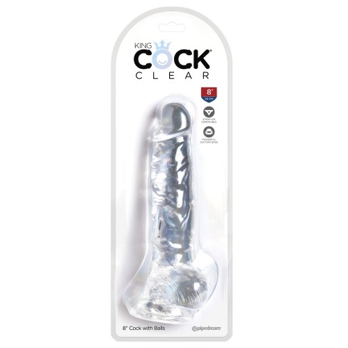 Dildo Transparente de 8" King Cock con Testículos