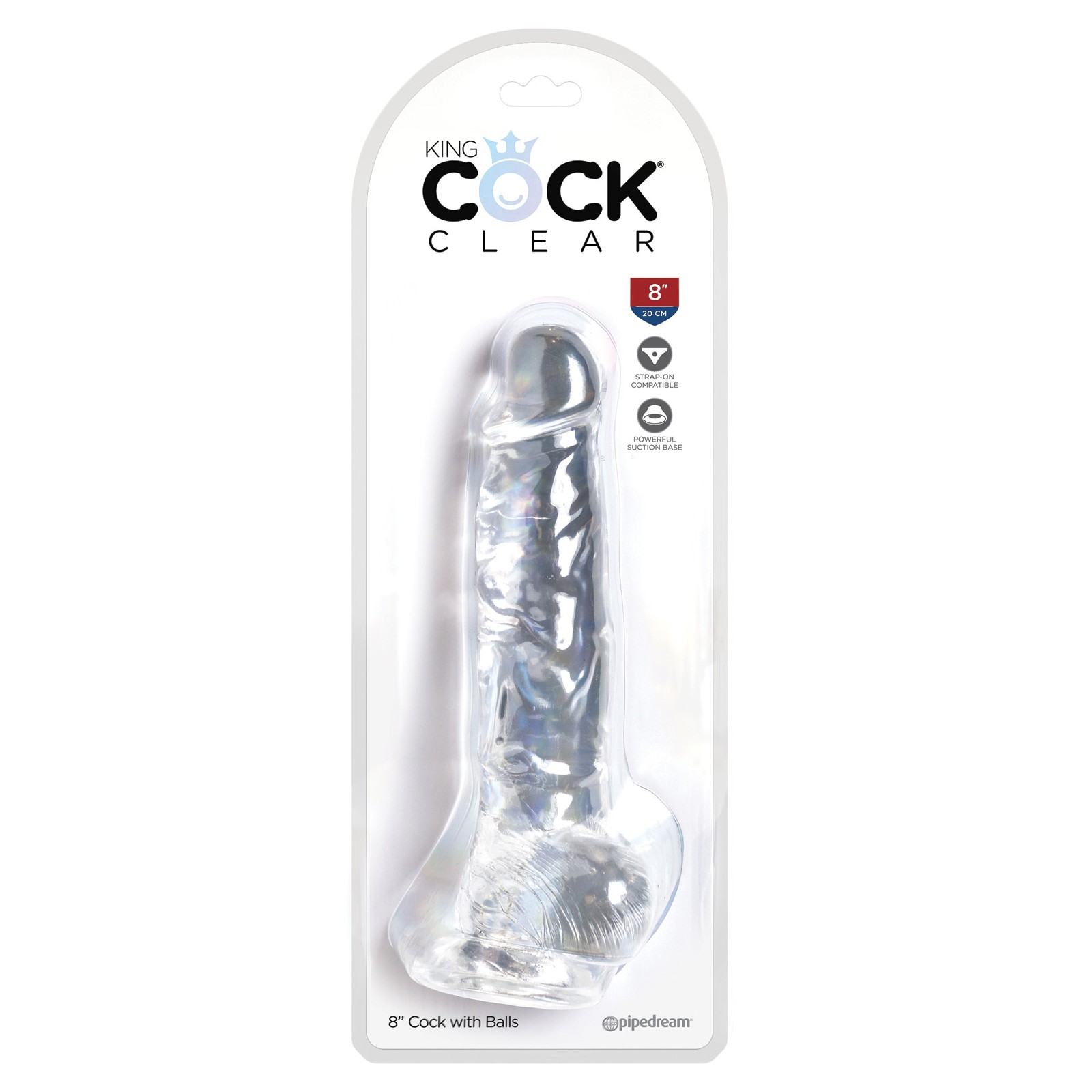 King Cock Clear 8" Dildo with Balls