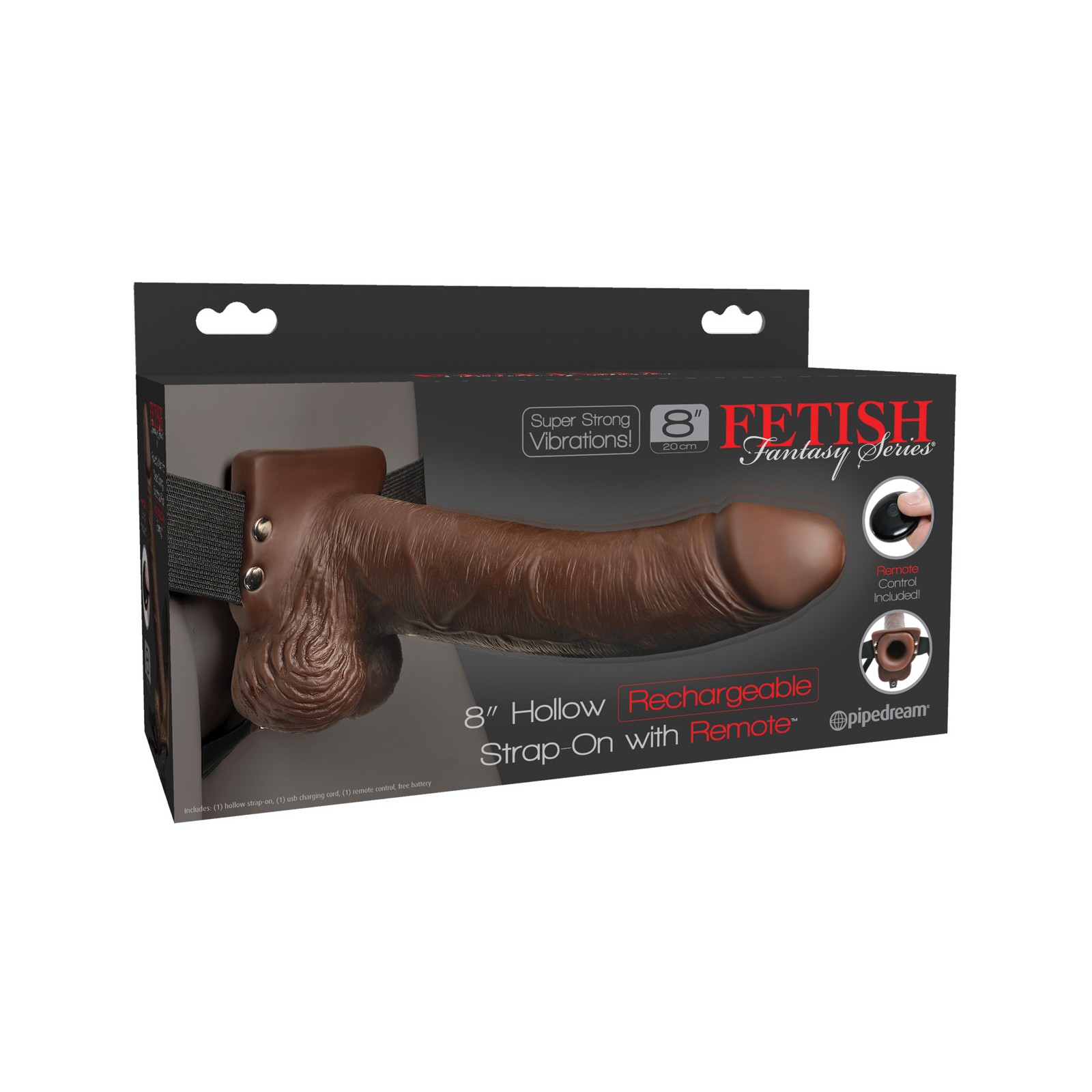 Fetish Fantasy Strap-On Hueco Recargable con Control Remoto - Marrón