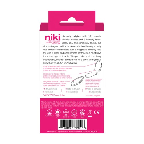 Vibrador Recargable para Panty VeDO Niki Rosa Foxy