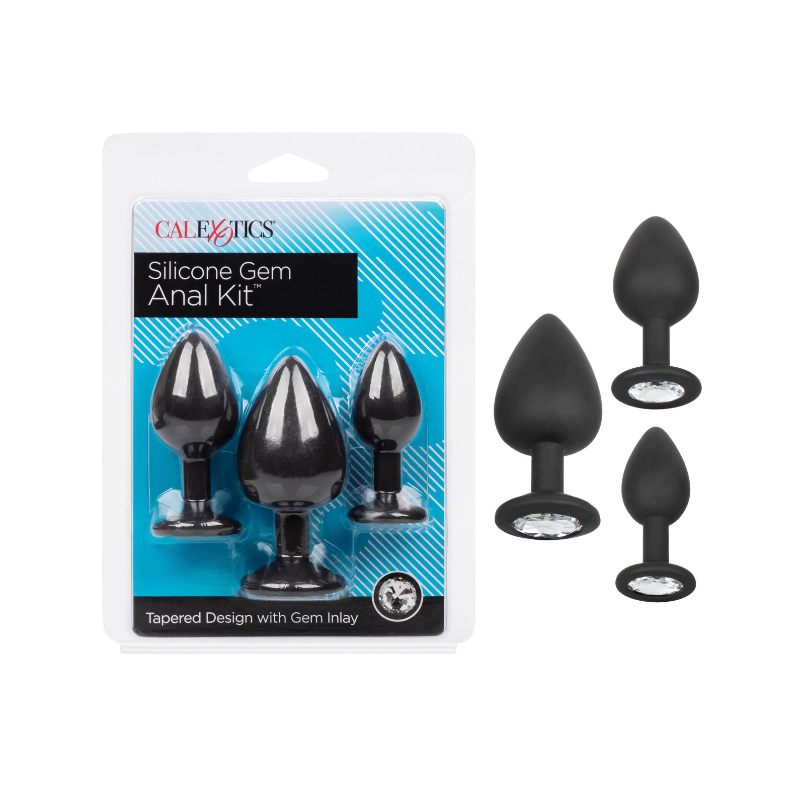 Silicone Gem Anal Plug Set - Black