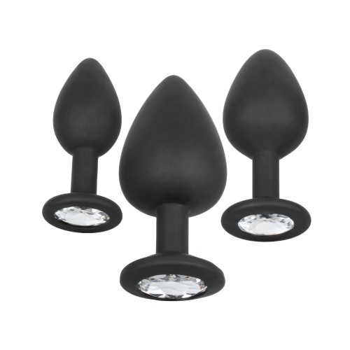 Silicone Gem Anal Plug Set - Black