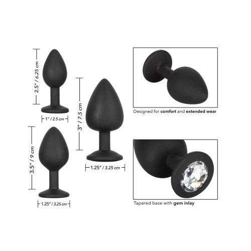 Silicone Gem Anal Plug Set - Black