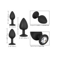 Silicone Gem Anal Plug Set - Black