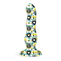 Dildo Curvo de Silicona Collage con Diamantes y Corazones