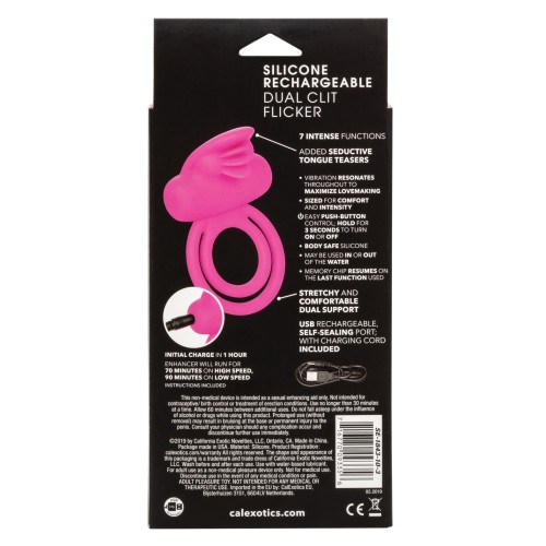 Rechargeable Dual Clit Flicker Enhancer - Pink