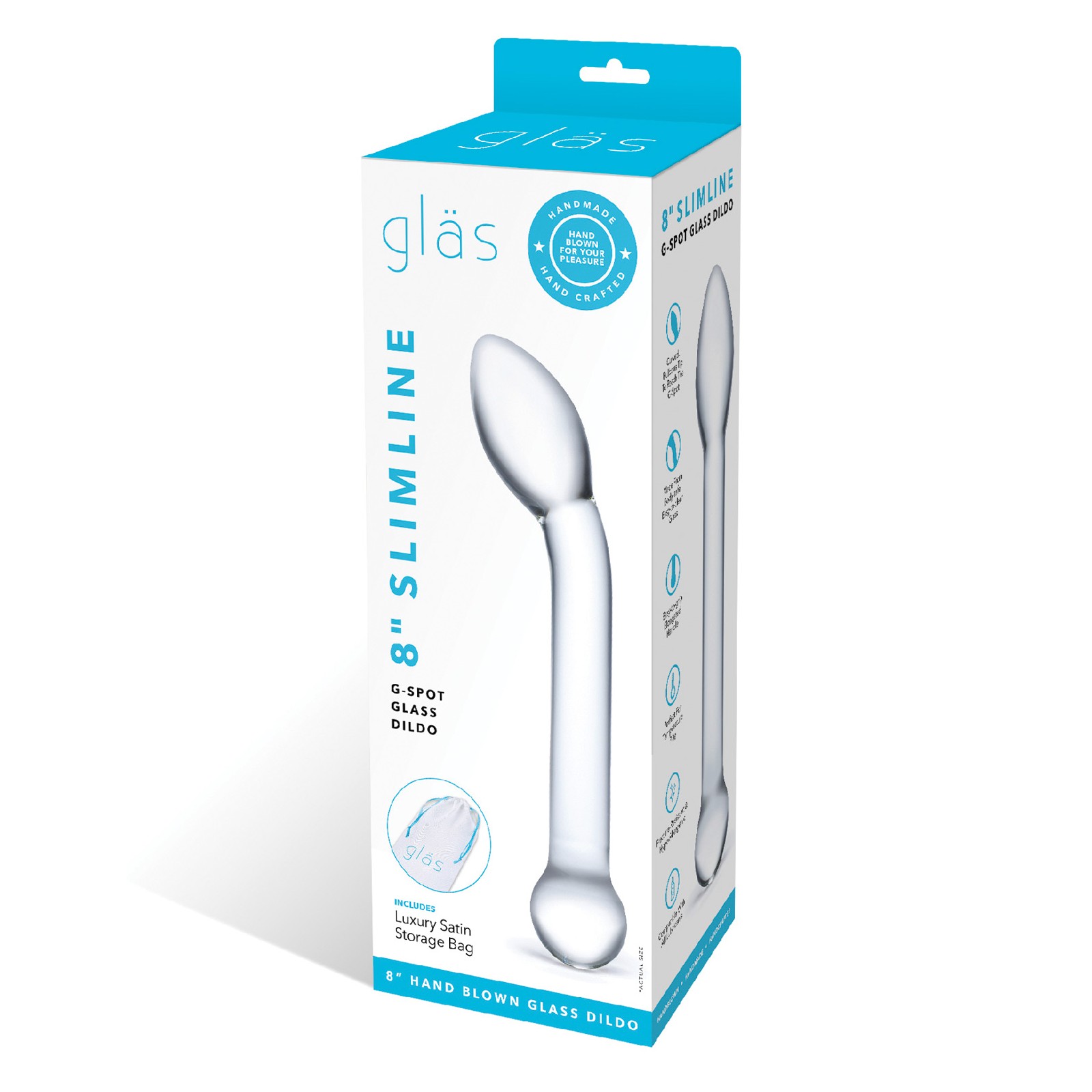 Dildo de Vidrio G-Spot Slimline de 8 Pulgadas