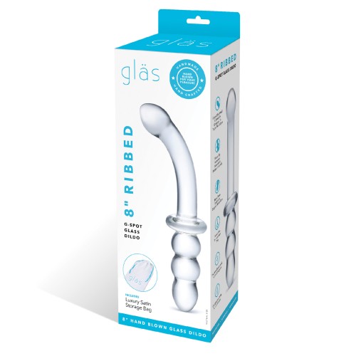 Dildo de Vidrio con Ribs para G-Spot de 8"