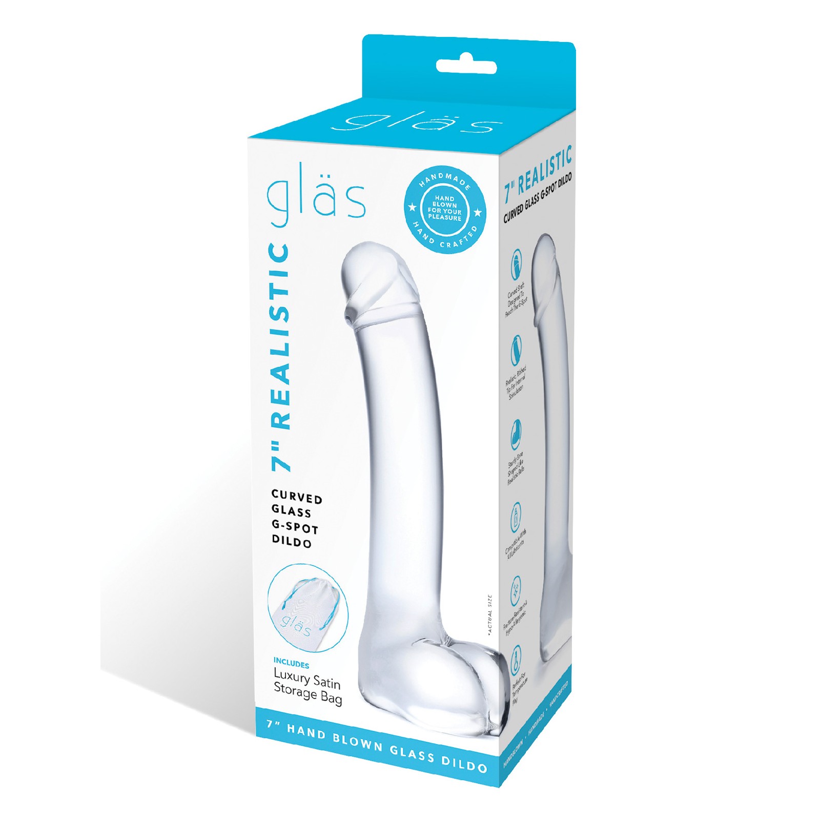 Dildo de Vidrio Curvado Realista para G-Spot de 7 Pulgadas