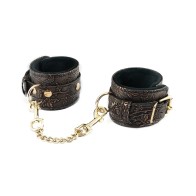 Spartacus Faux Fur Wrist Restraints in Brown Floral Print