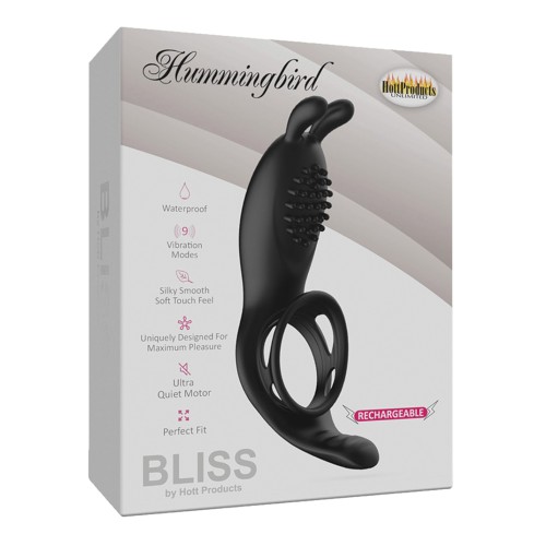 Bliss Hummingbird Vibrating Cock Ring - Black