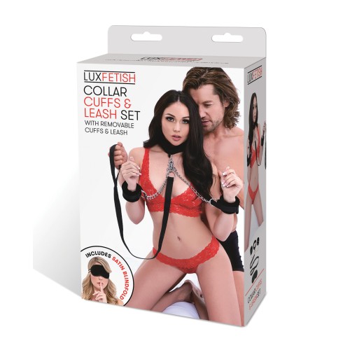 Lux Fetish Collar, Cuffs & Leash Set for Kinky Couples