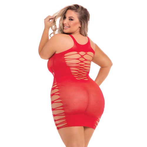 Vestido de Cuello Alto Back 2 Basixxx - Rojo 1X-3X