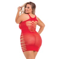 Vestido de Cuello Alto Back 2 Basixxx - Rojo 1X-3X