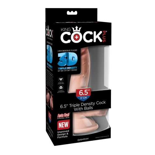 Dildo Triple Densidad de 6.5 Pulgadas King Cock Plus con Testículos