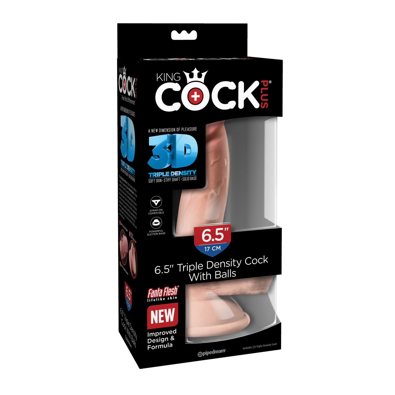 Dildo Triple Densidad de 6.5 Pulgadas King Cock Plus con Testículos