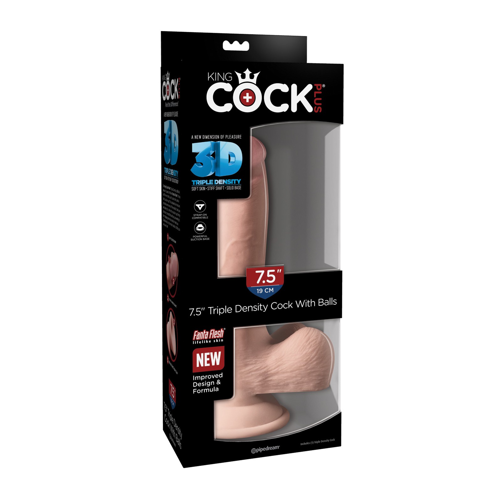 King Cock Plus 7.5" Triple Density Dildo with Balls