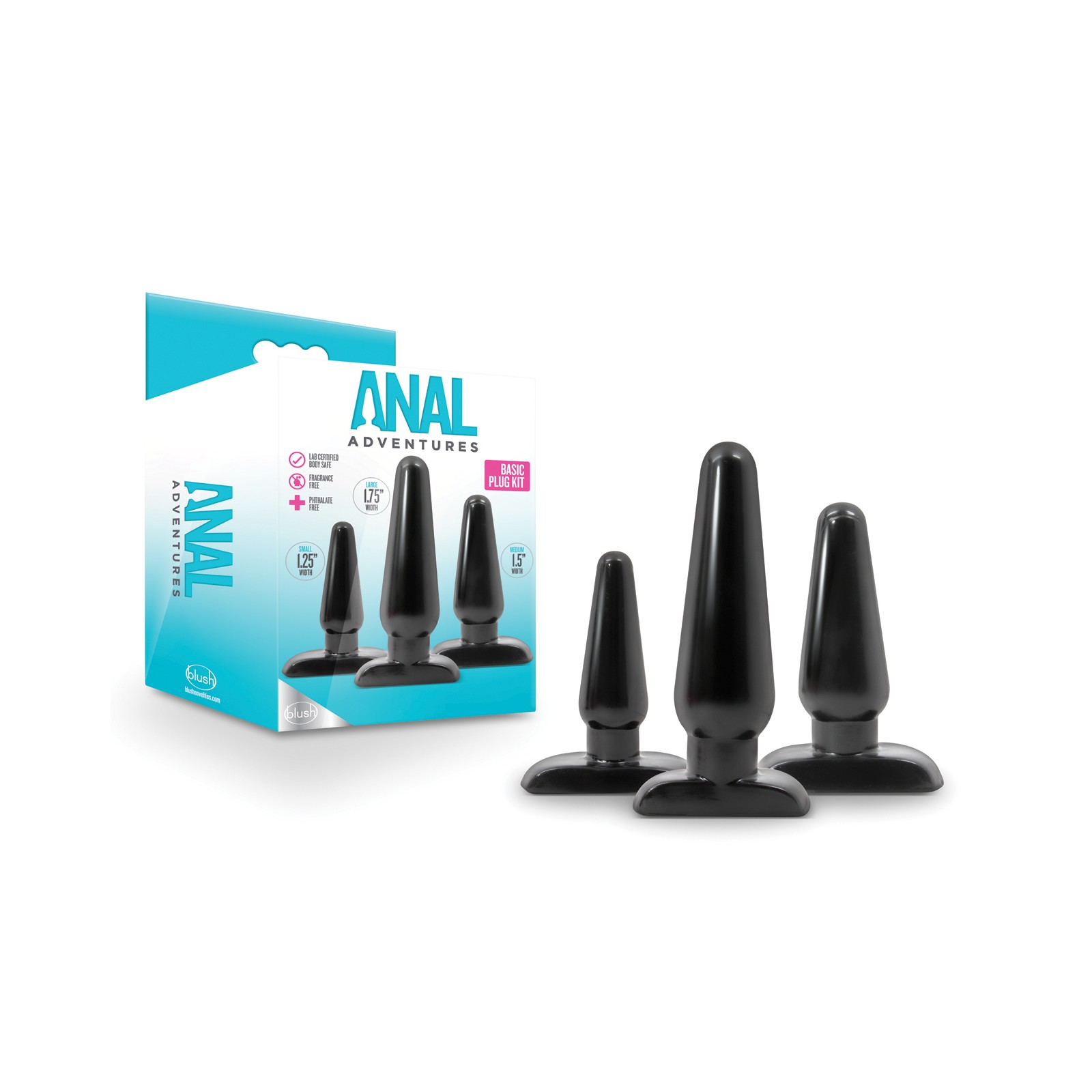 Blush Anal Adventures Basic Plug Kit - Black