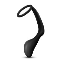 Plug Negro con Anillo Cock para Estimulación Prostática