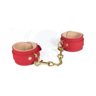 Spartacus PU Ankle Cuffs with Plush Lining - Red