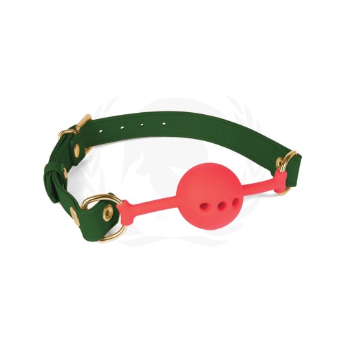 Spartacus Silicone Ball Gag Green PU Straps