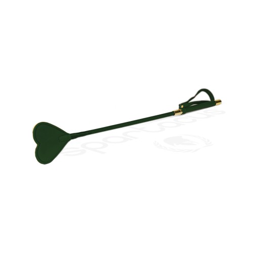 Spartacus Green PU Riding Crop - Heart Tip