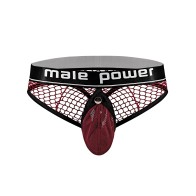 Cock Pit Fishnet Cock Ring Thong Red S/M