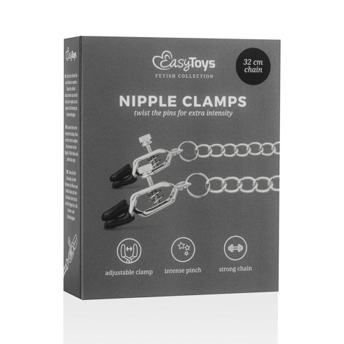 Big Nipple Clamps with Chain - Silver