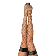 Kix'ies Michelle Large Fishnet Thigh High - Black A