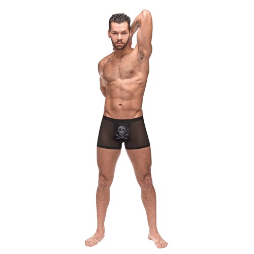 Private Screening Micro Mesh and Modal Skull Pouch Shorts Black SM