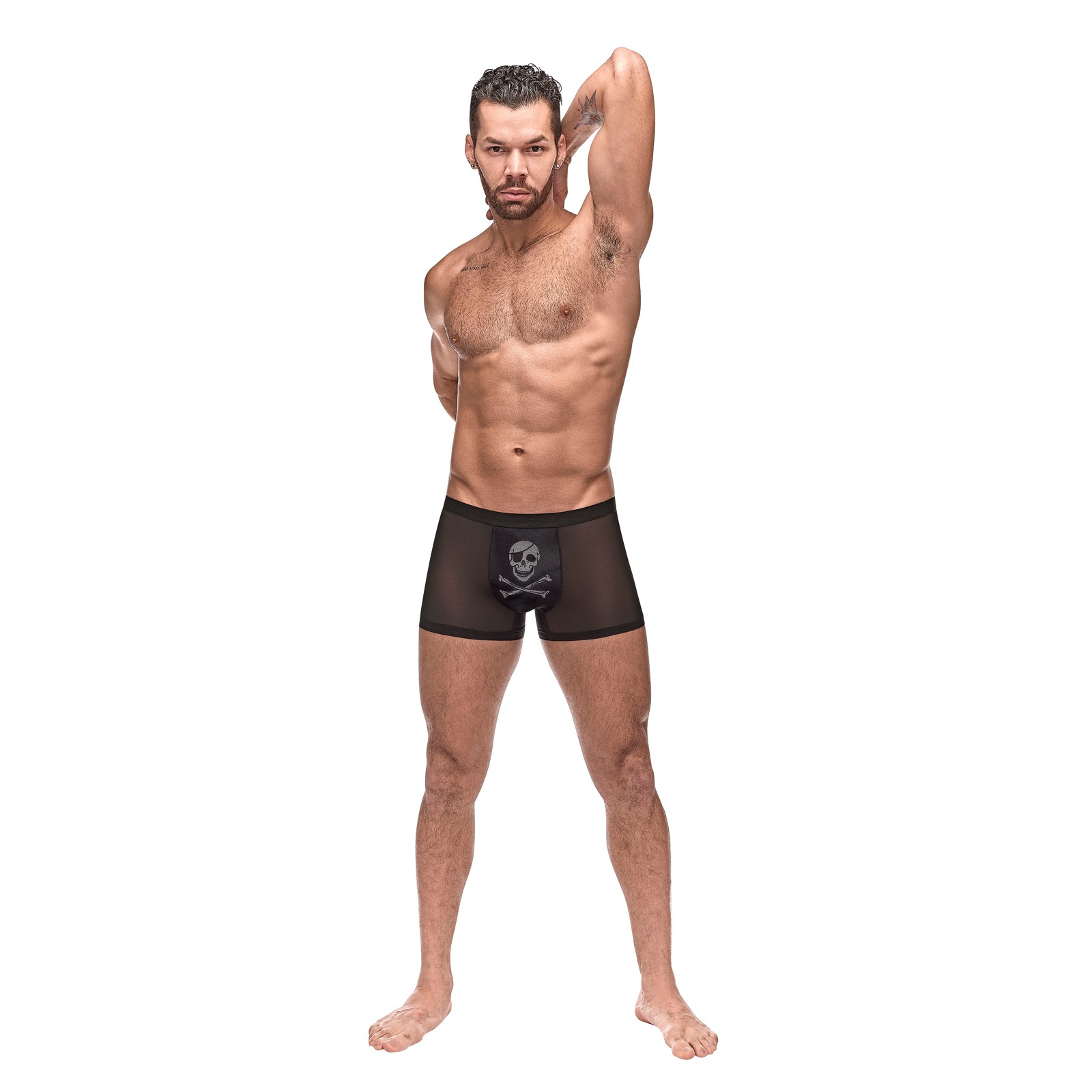 Private Screening Micro Mesh and Modal Skull Pouch Shorts Black SM