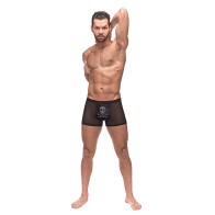 Private Screening Micro Mesh and Modal Skull Pouch Shorts Black SM