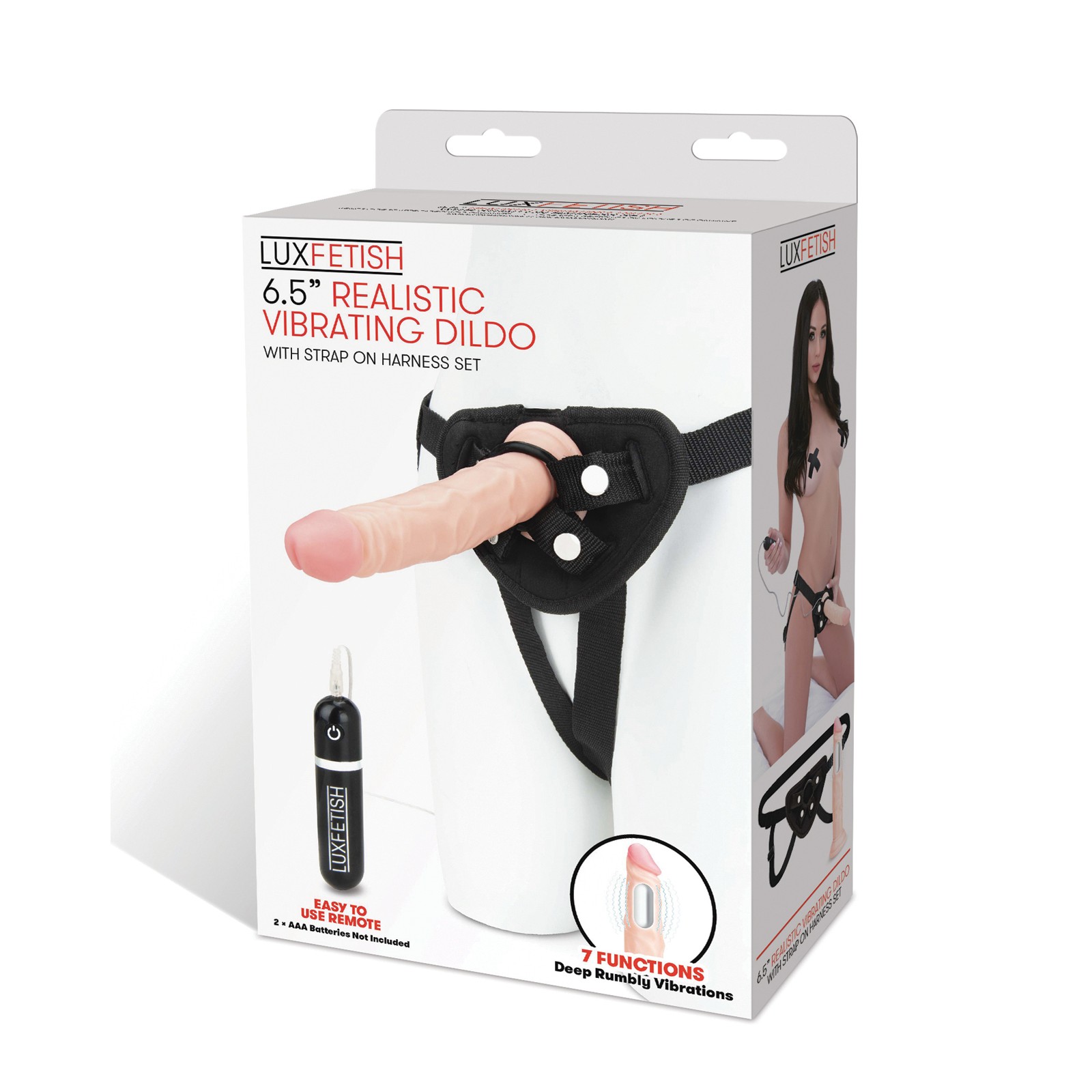 Lux Fetish Realistic Vibrating Dildo with Strap On Harness