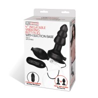 Lux Fetish 4-Inch Inflatable Vibrating Butt Plug with Suction Base - Black