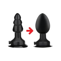 Lux Fetish 4-Inch Inflatable Vibrating Butt Plug with Suction Base - Black