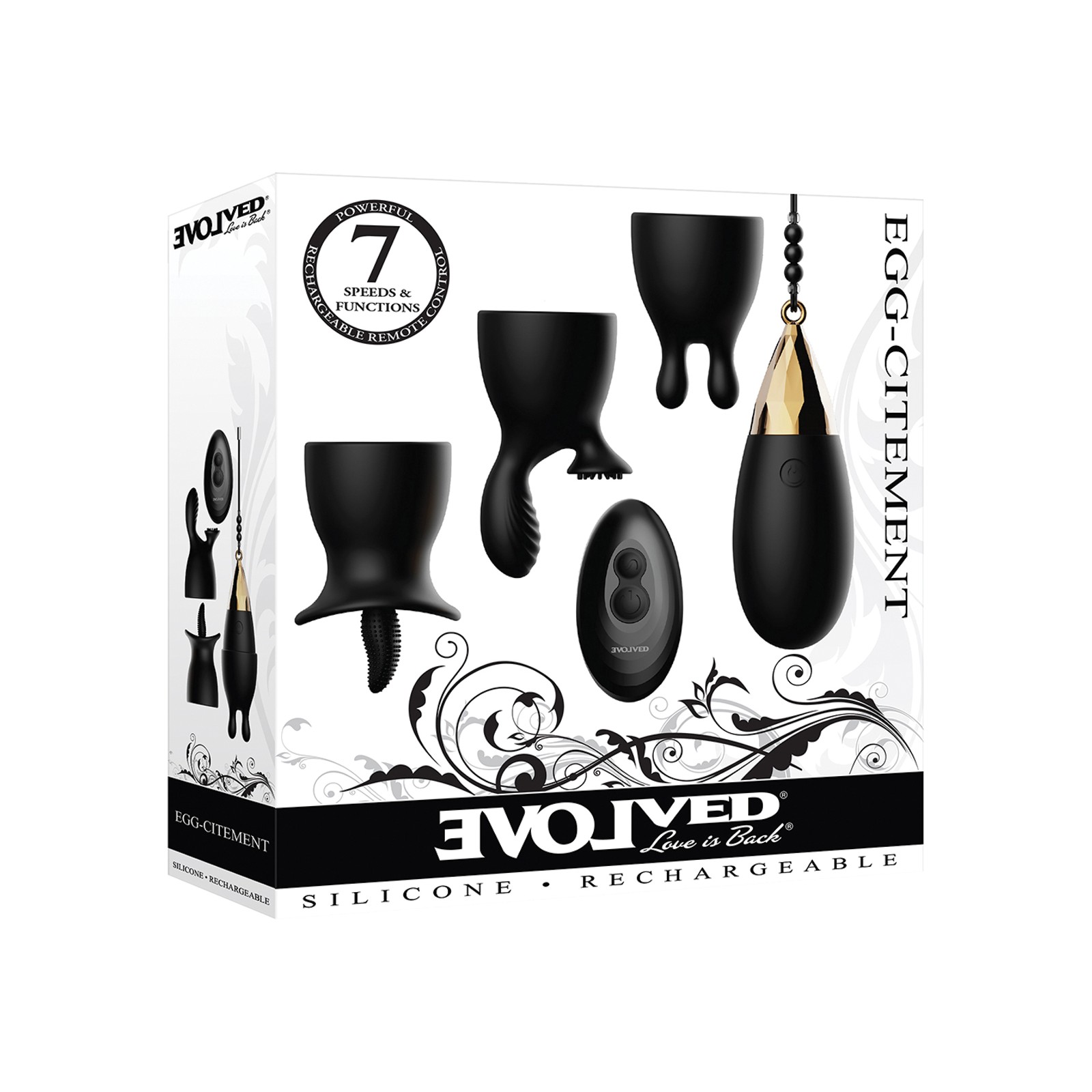 Huevo Vibrador Recargable Evolved Egg Citement Negro Dorado