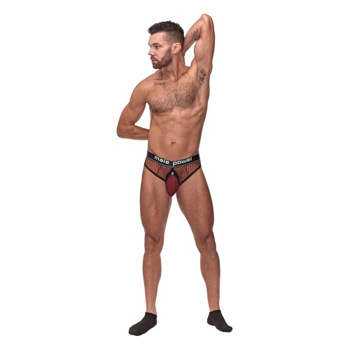 Cock Pit Red Fishnet Cock Ring Thong L/XL