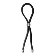 Bolo Cock Ring Leather Lasso Skull Tips Black