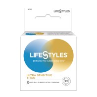 Condones Lifestyles Ultra Sensibles Titan Pack de 3