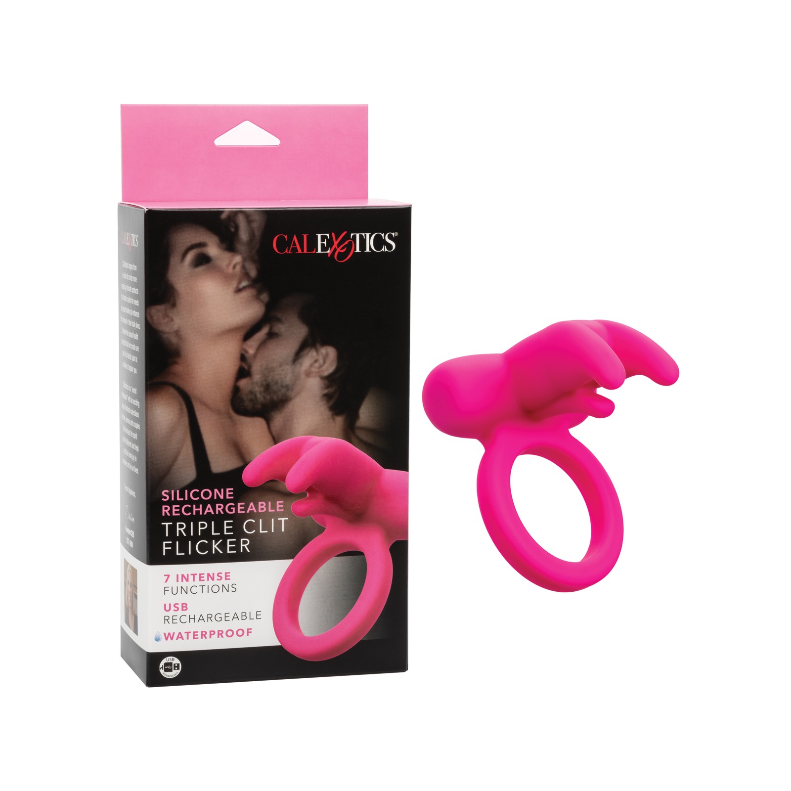 Silicone Rechargeable Triple Clit Flicker - Pink