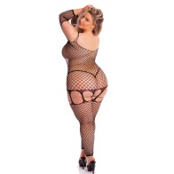 Pink Lipstick In My Head Net Bodystocking Black QN