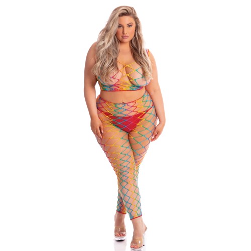 Pink Lipstick Roy G. Biv 2 pc Bodystocking Arcoíris - QN