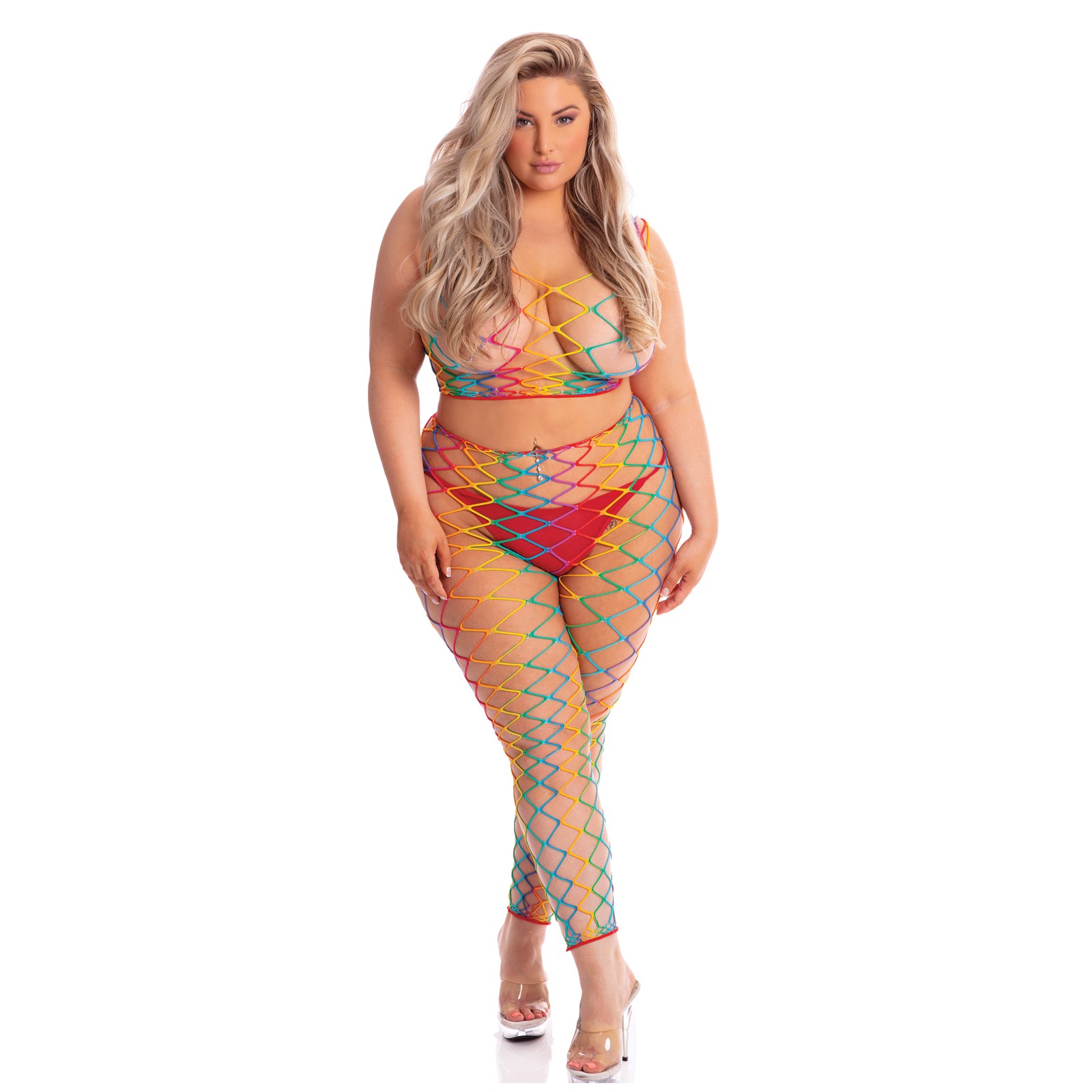 Pink Lipstick Roy G. Biv 2 pc Bodystocking Arcoíris - QN