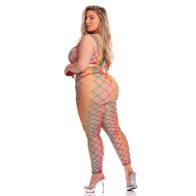 Pink Lipstick Roy G. Biv 2 pc Bodystocking Rainbow - QN